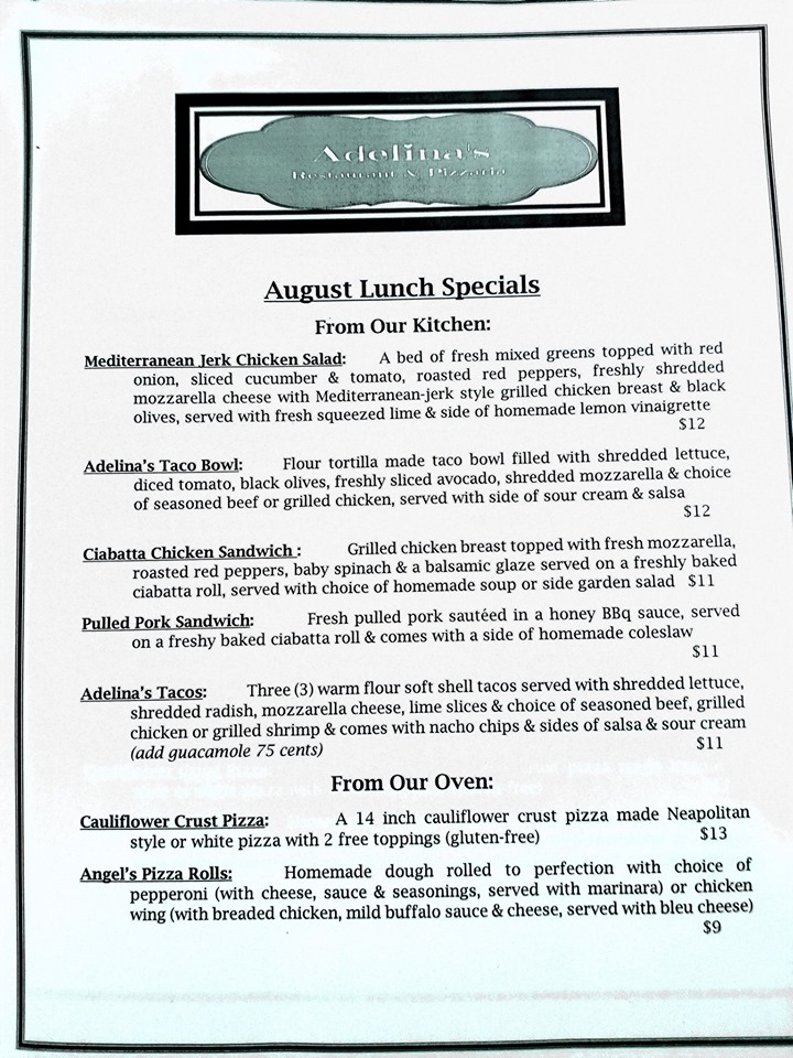 Lunch Specials - Adelinas Restaurant